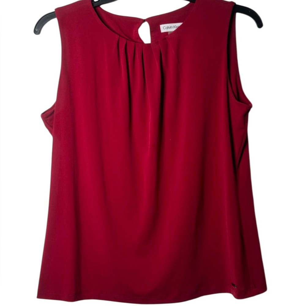 Calvin Klein Women's Burgundy Sleeveless Blouse